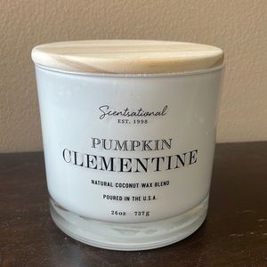 Scentsational Pumpkin Clementine Candle Glass Jar 26oz 3 Wick Coconut Wax